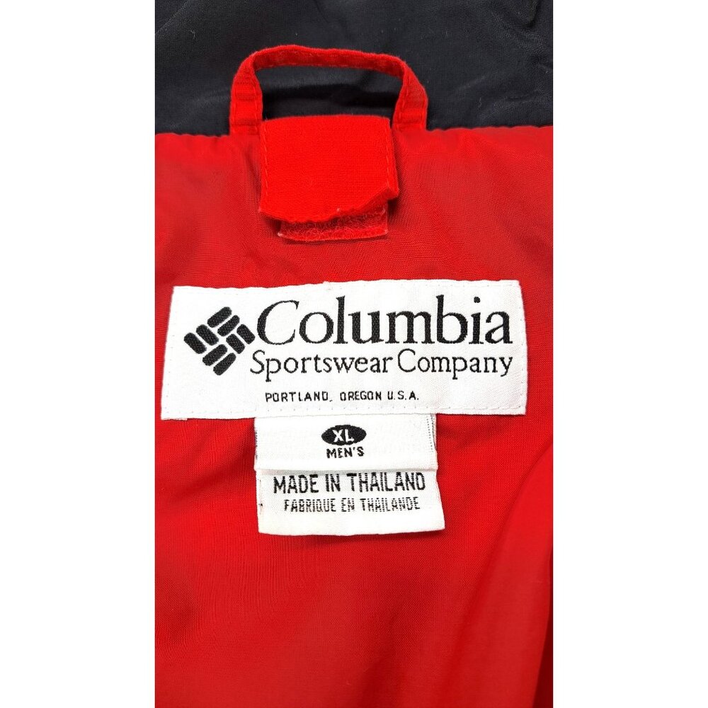 Vintage Columbia Men XL Red Black Gray Jacket Zip Snap Toggle Hem Windbreaker - Picture 5 of 13